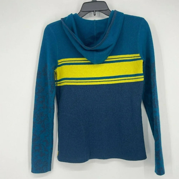 Title Nine Sweater Women's Sz XS Blue Knit Heather Hooded Full Zip Long Sleeves - Picture 2 of 7